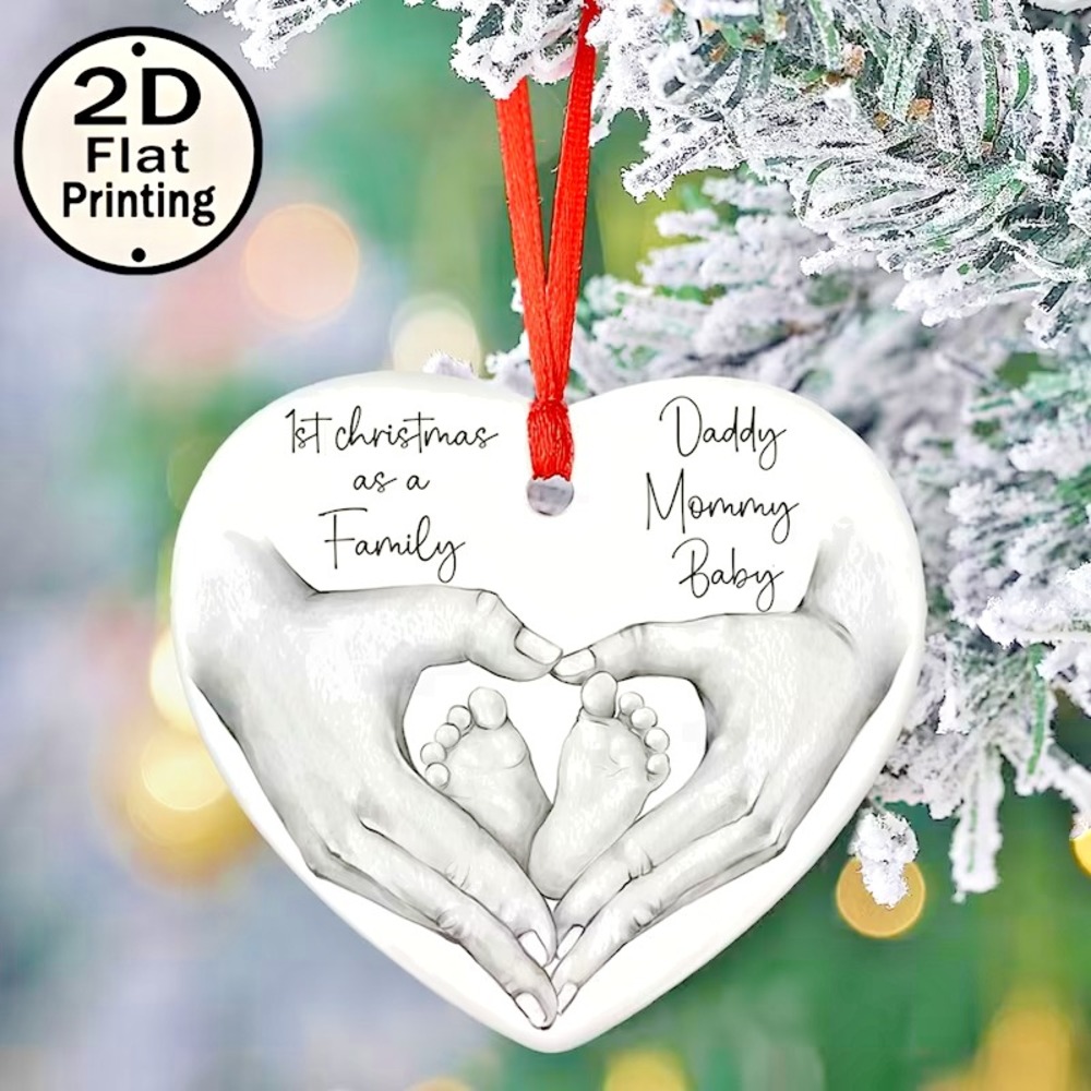 NEW 2D Flat Baby's 1st Christmas as a Family Ornament Daddy, Mommy, & Baby